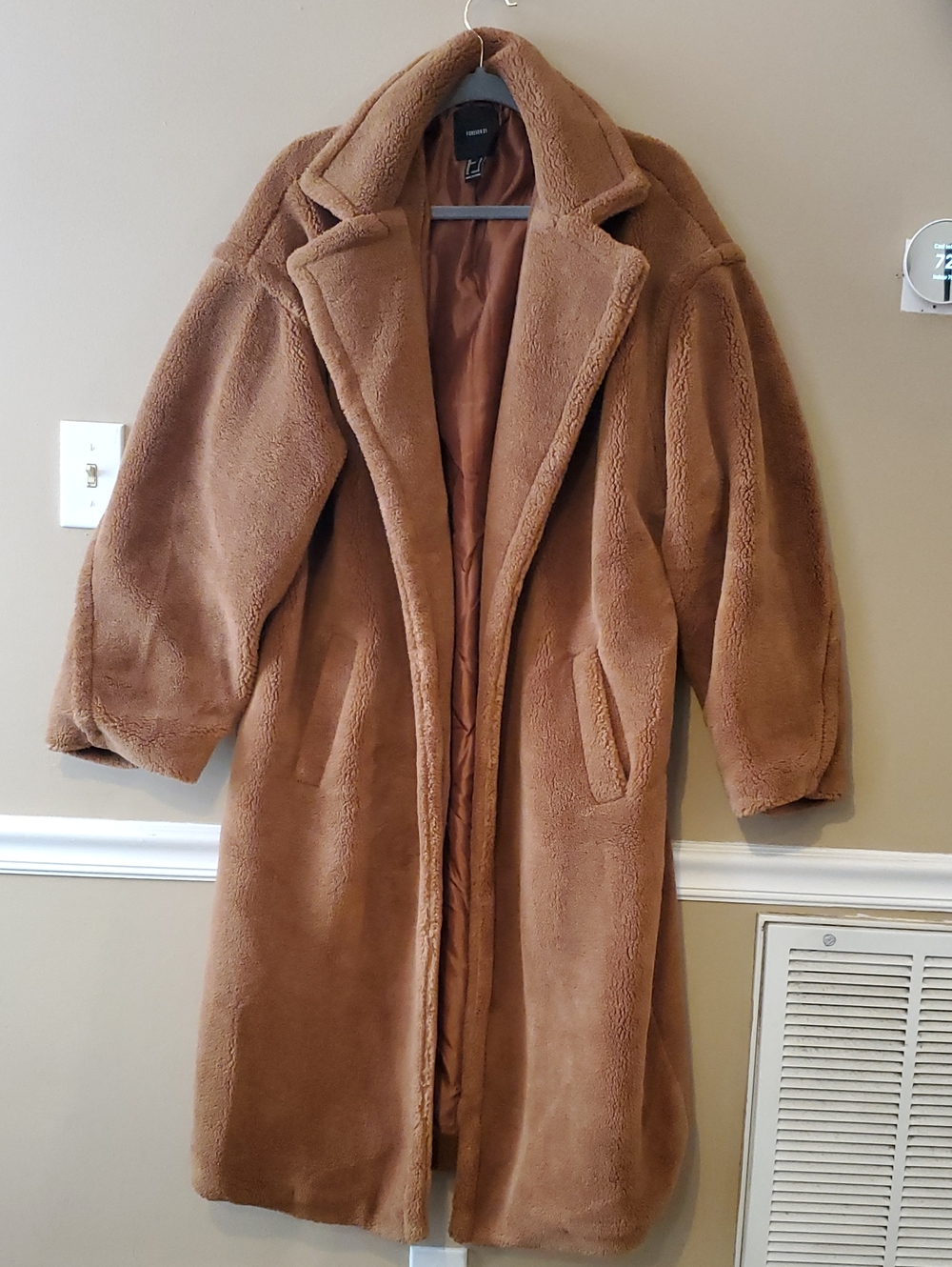 Forever 21 Plush Drop-Sleeve Teddybear Openfront Coat In Brown Size L - Picture 4 of 10